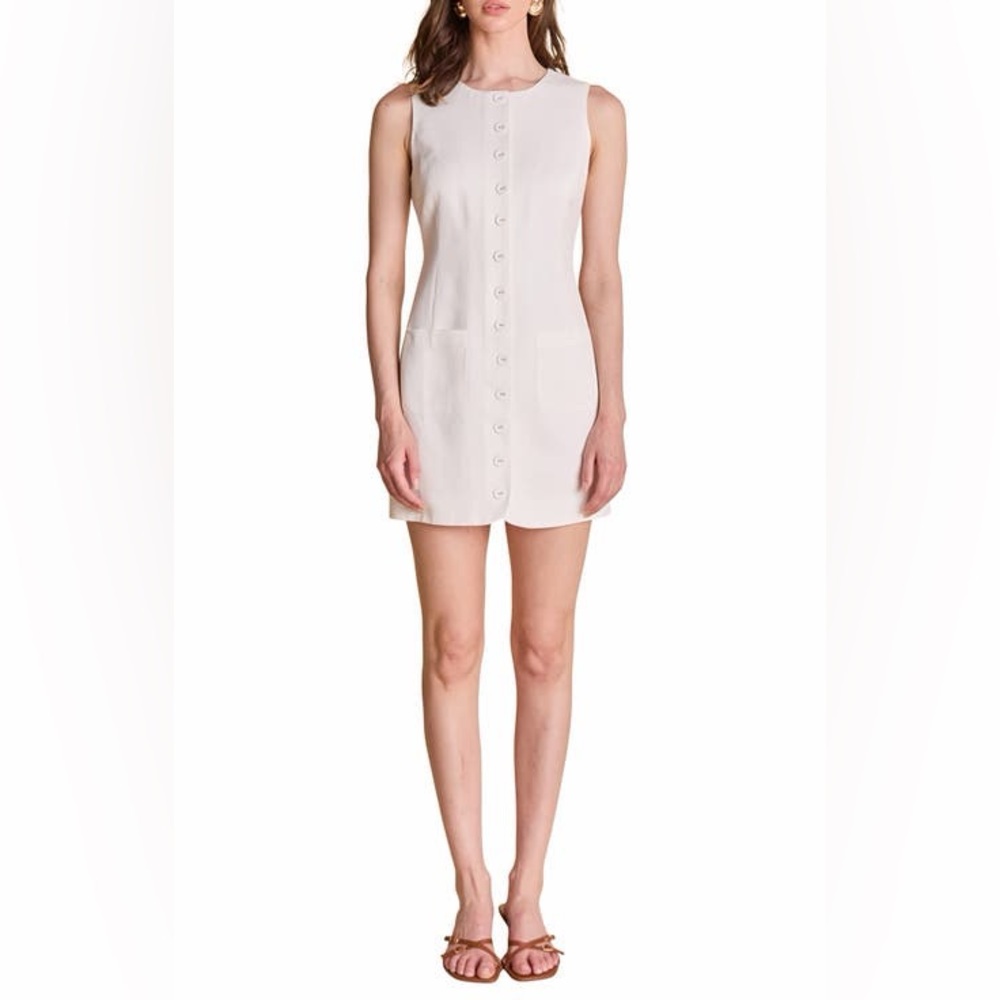 Paper Heart White Linen Button Front Mini Dress XS